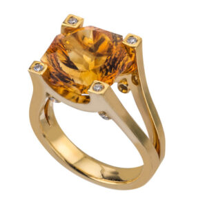 Citrine and Diamond 18K Yellow Gold Ring