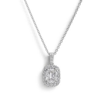 Cushion Diamond 14KT White Gold Necklace