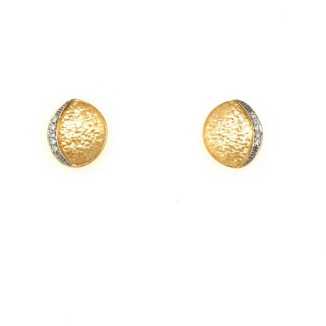 18KT Yellow Gold Diamond Crescent Stud Earrings