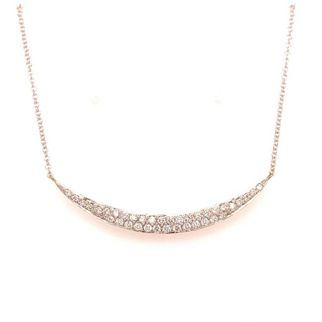 18KT White Gold Diamond Crescent Necklace