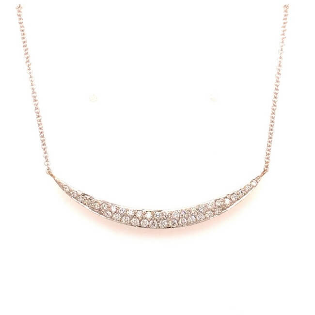 18KT Yellow Gold Diamond Crescent Necklace