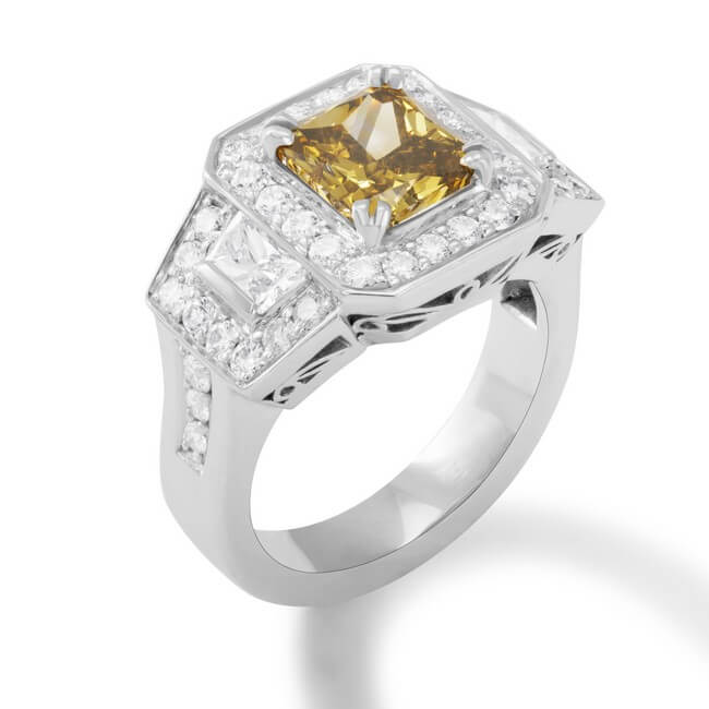 Fancy Diamond 18K White Gold Ring