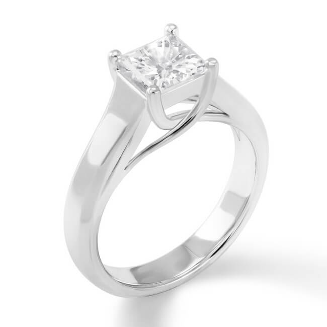 Princess Cut Diamond 14K White Gold Ring