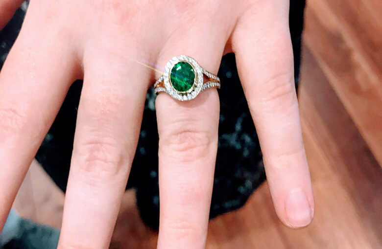 custom emerald engagement ring