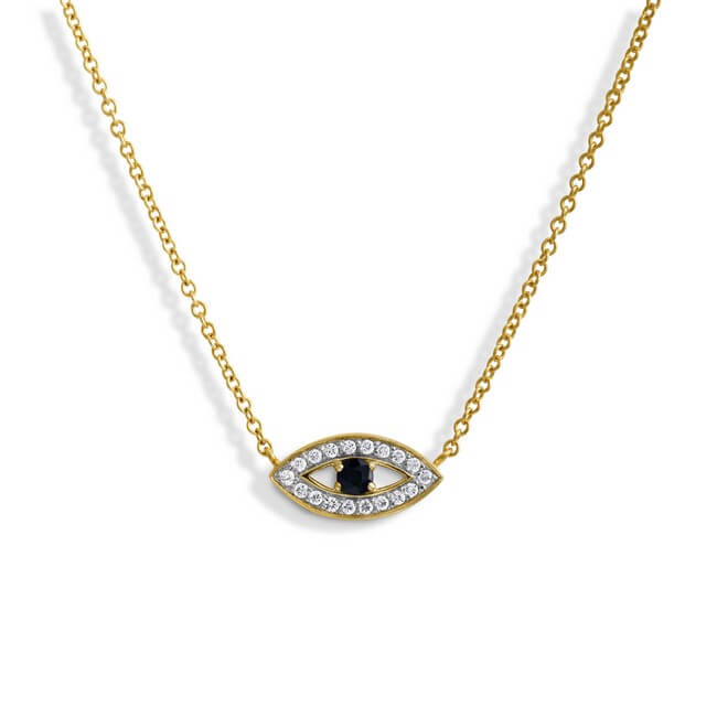 18K Yellow Gold Evil Eye Necklace