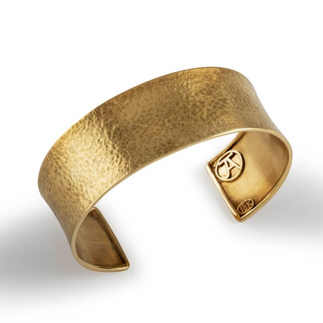 18kt Hammered Yellow Gold Cuff