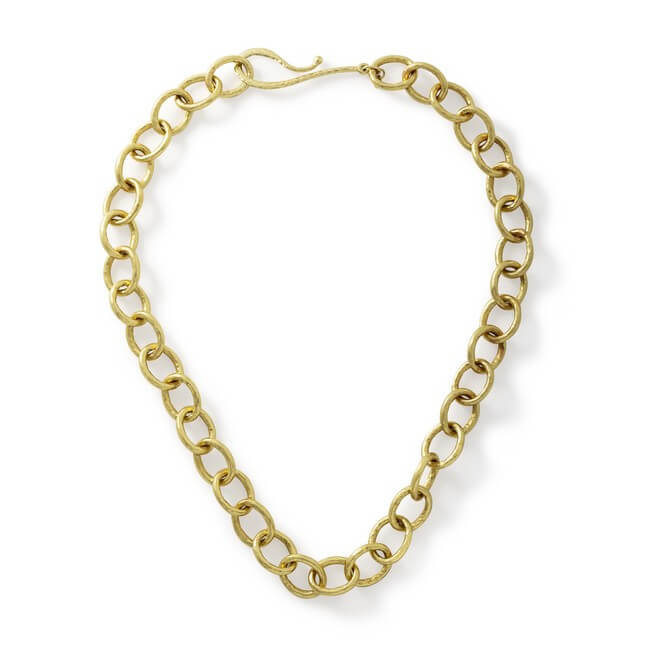 18K Hammered Yellow Gold Hook Necklace