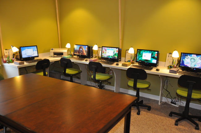 image of computers in the new adeler showroom kids study room