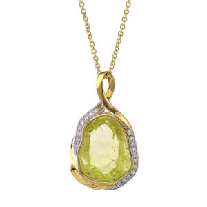 18KT Yellow Gold Lemon Quartz and Diamond Papita Necklace