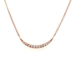 18KT Rose Gold Diamond Mini Crescent Necklace