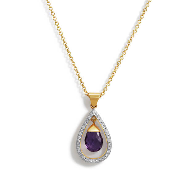 custom designed purple sapphire & diamond necklace