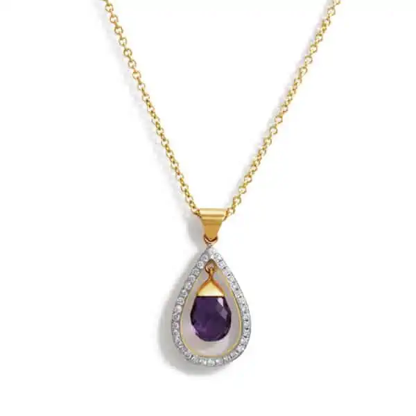 custom designed purple sapphire & diamond necklace