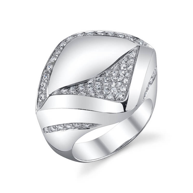 18KT White Gold Pave Diamond Ring
