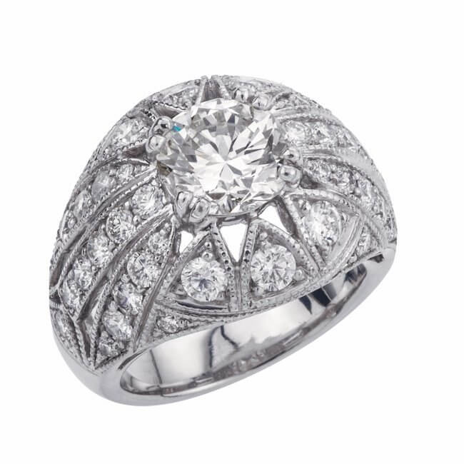 Platinum and Diamond Domed Ring