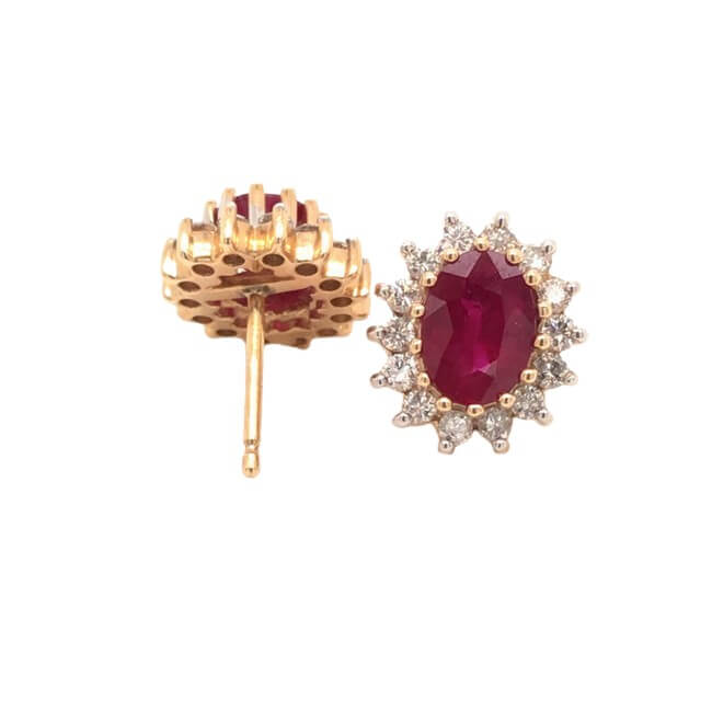 14KT 2-Tone Ruby and Diamond Earrings