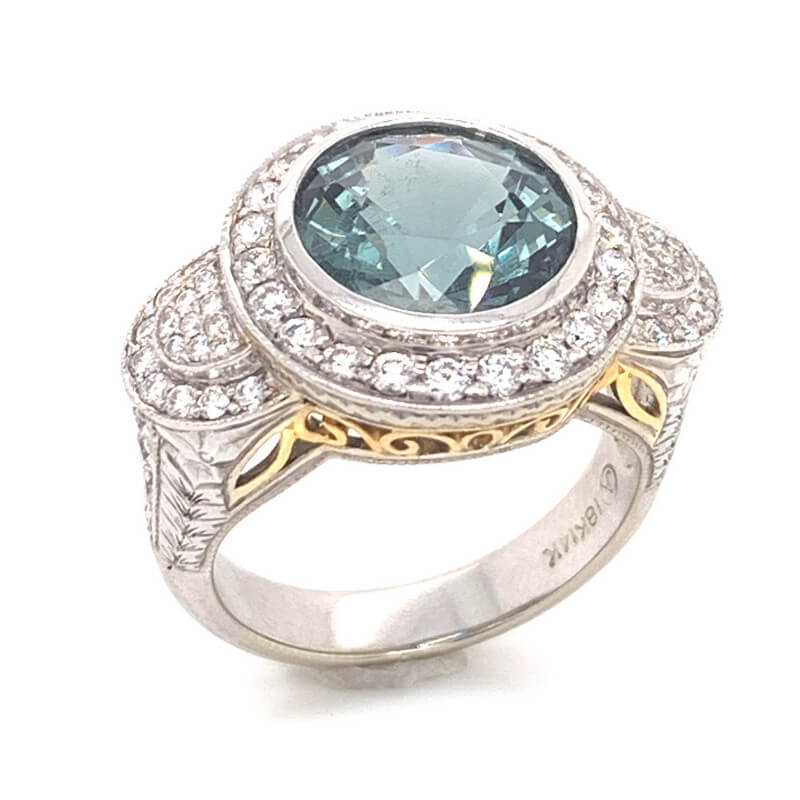 Blue Spinel and Diamond Ring