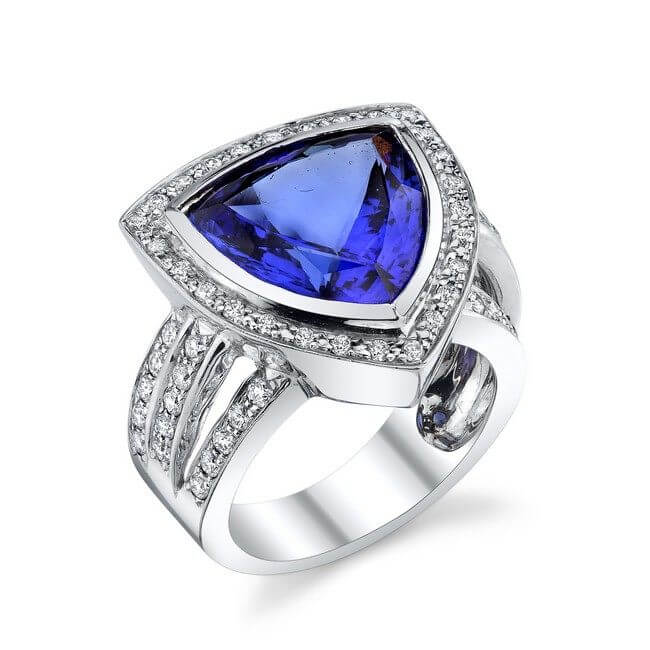 14KT White Gold, Tanzanite and Diamond Ring