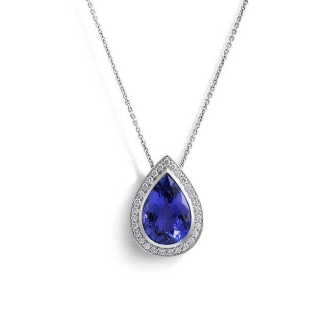 Tanzanite Drop and Diamond Necklace