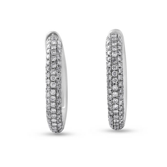 18K Thin Diamond Pave Hoops