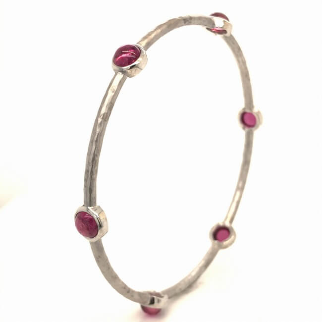 14KT White Gold Pink Tourmaline Bangle Bracelet