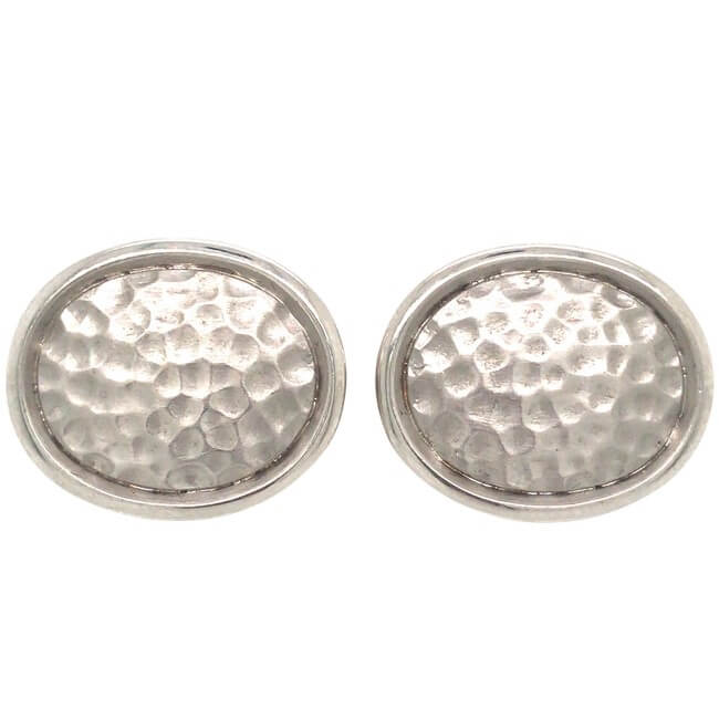 Men's 14K Hammered White Gold Cufflinks