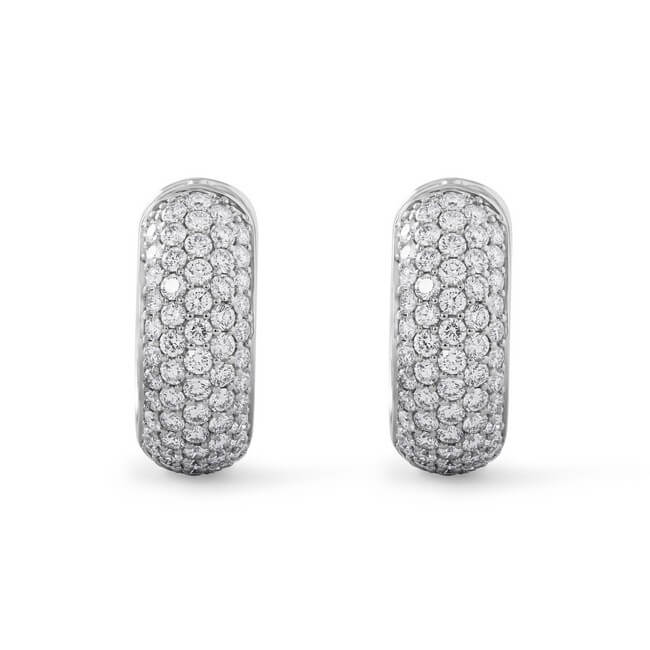 14K Wide Pave Diamond Hoops