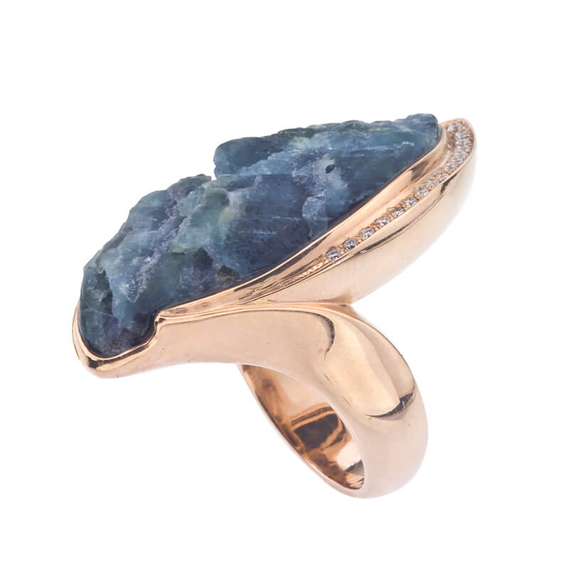 14kt red gold, Blue Tourmaline and Diamond ring #2.