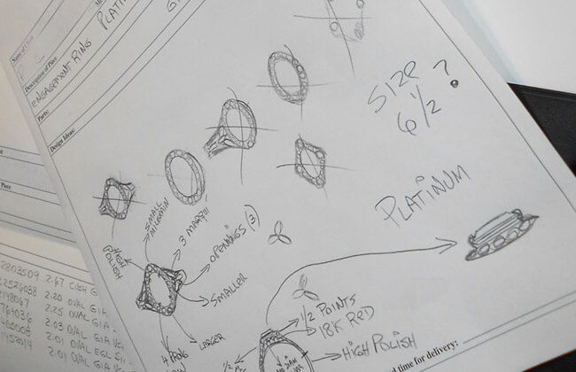 sketches of custom jewelry pieces