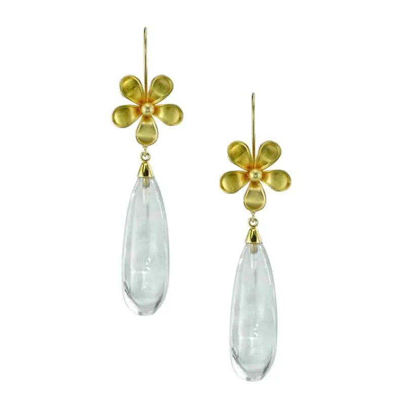19kt yellow gold and Clear Quartz earrings.