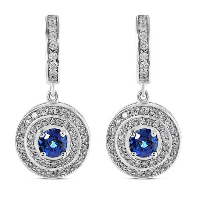 Blue Sapphire and Diamond Dangle Earrings
