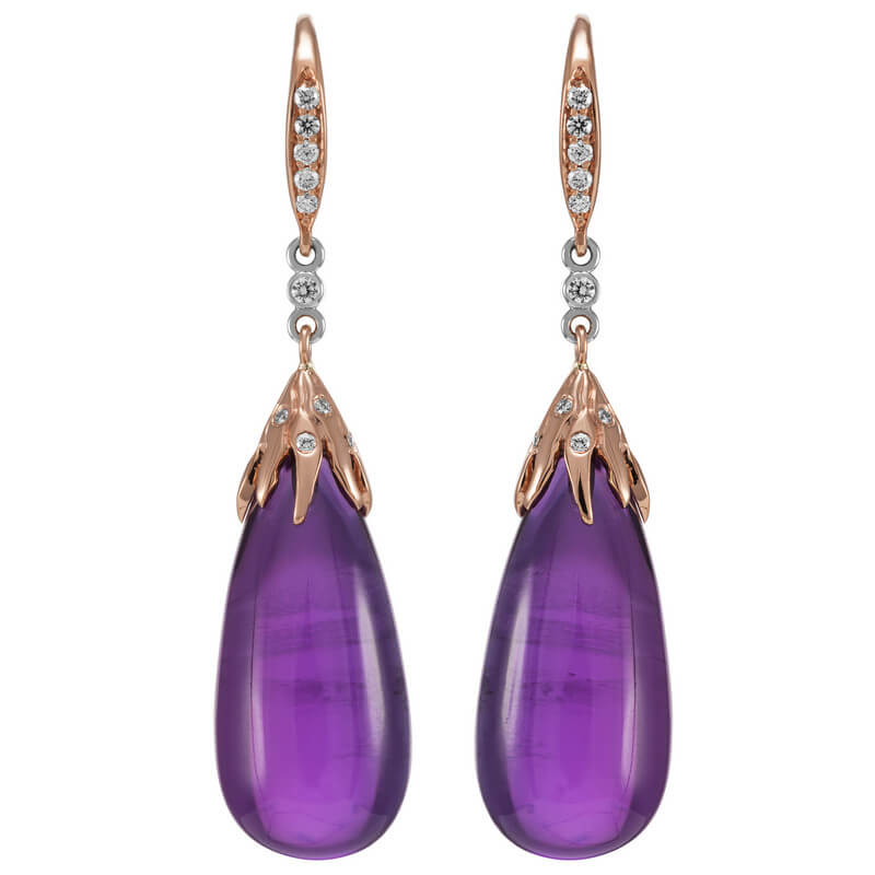 Amethyst and Diamond Dangle Earrings