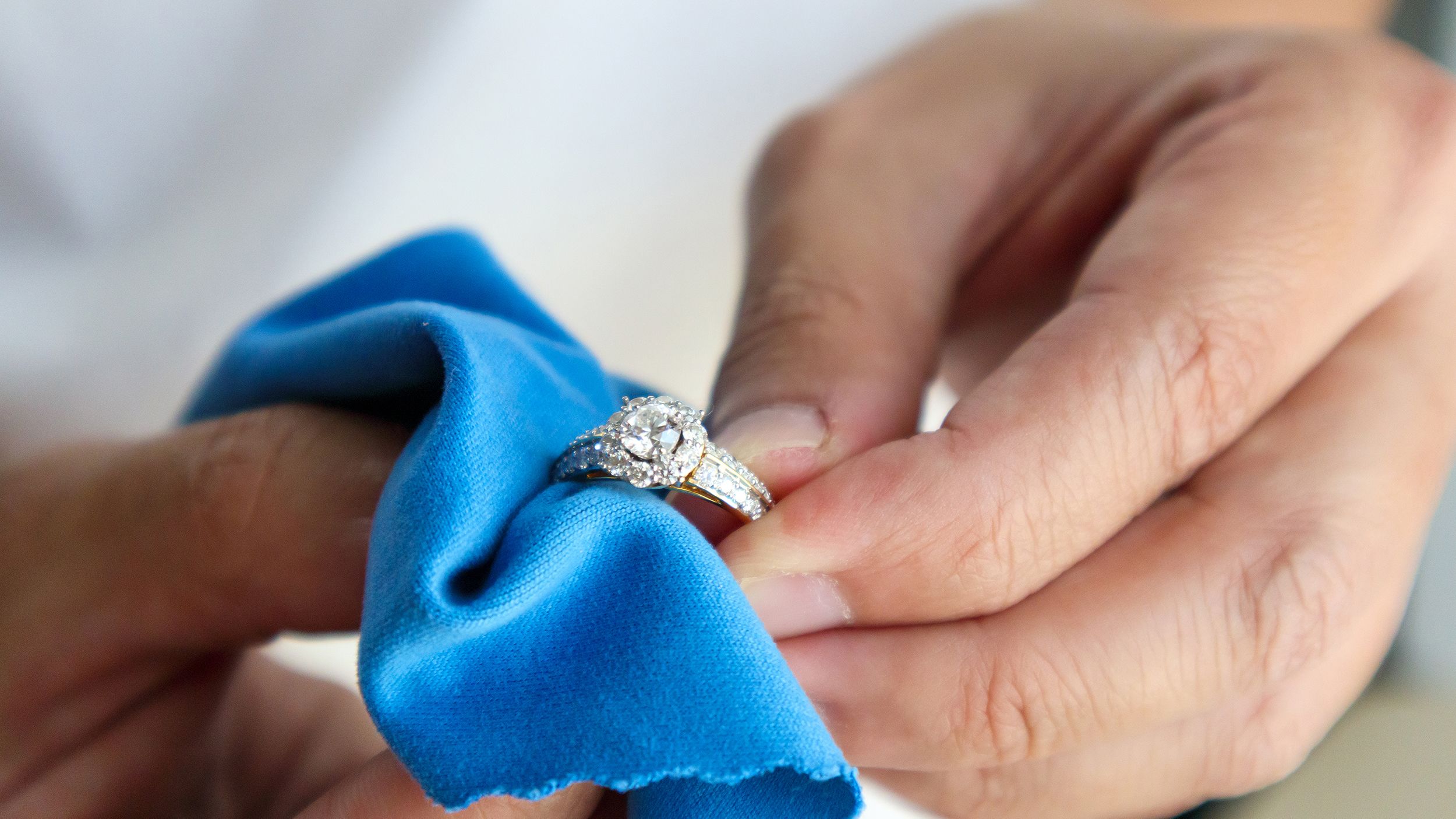 Diamond Jewelry being dried off with a cloth