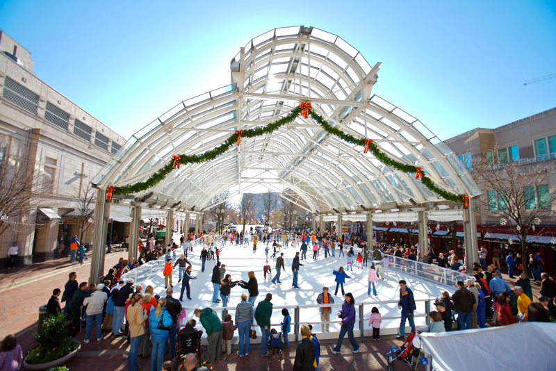 Reston Town Center Ice Rink, one of the 5 places to go ice skating near great falls.
