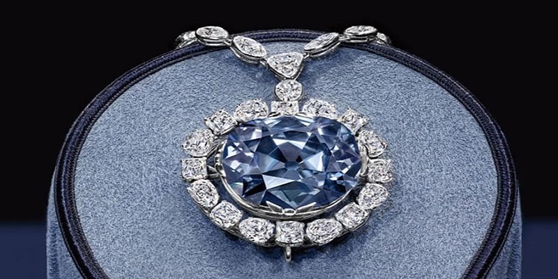 Blue hope diamond set in a pendant