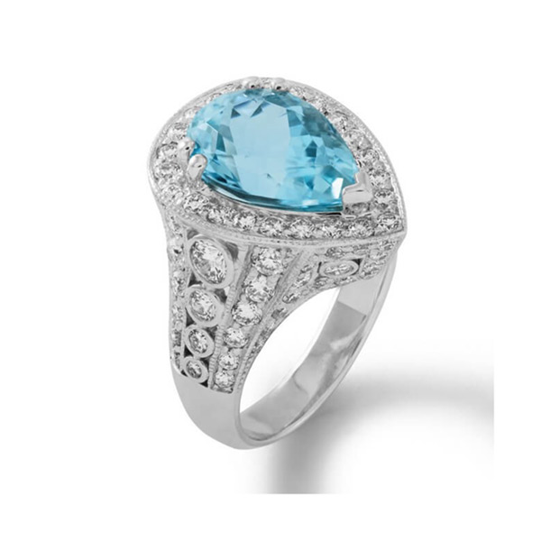 aquamarine and platinum ring