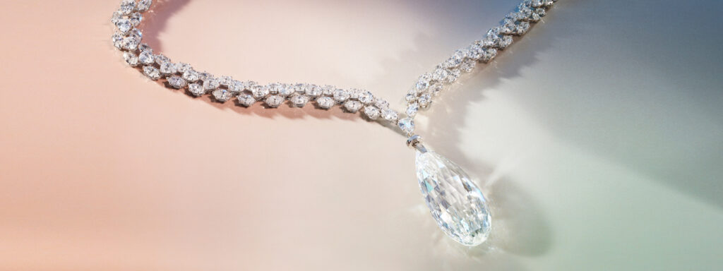 90-carat briolette of India diamond set into a necklace, part of the world of Heidi Horten.