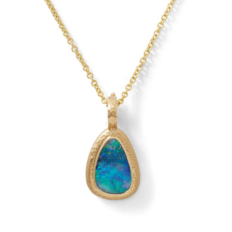 Australian Opal Doublet And Diamond Pendant