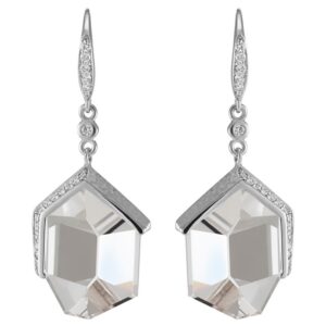 18K White Gold Clear Quartz Earrings