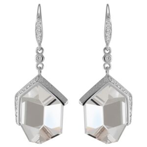 18K White Gold Clear Quartz Earrings