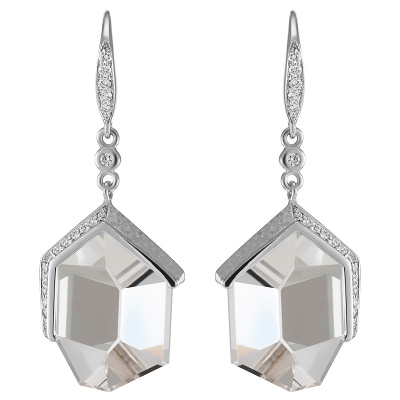 18K White Gold Clear Quartz Earrings