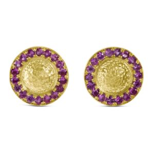 18K Yellow Gold Earrings with Pink Sapphires