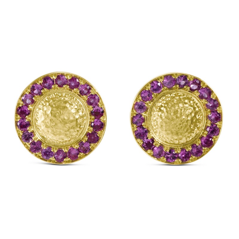 18K Yellow Gold Earrings with Pink Sapphires
