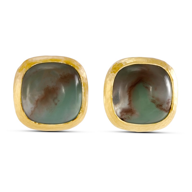 18K Yellow Gold Aquaprase Stud Earrings