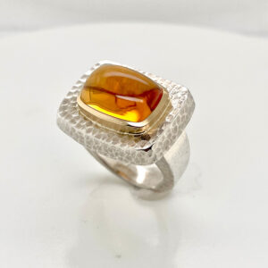 Citrine + Hammered Sterling Silver Ring