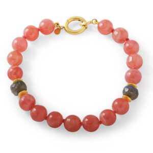 Rhodocrosite and Labradorite Bead Bracelet