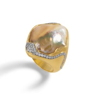 Freshwater Pearl and Diamond Ring