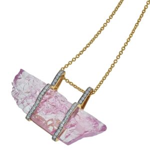 Kunzite and Diamond Bar Pendant