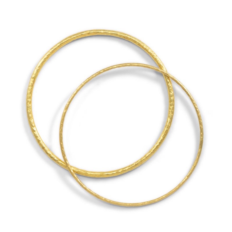 Hammered 18KT Gold Bangle - Medium