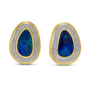 Opal Doublet and Diamond Earrings