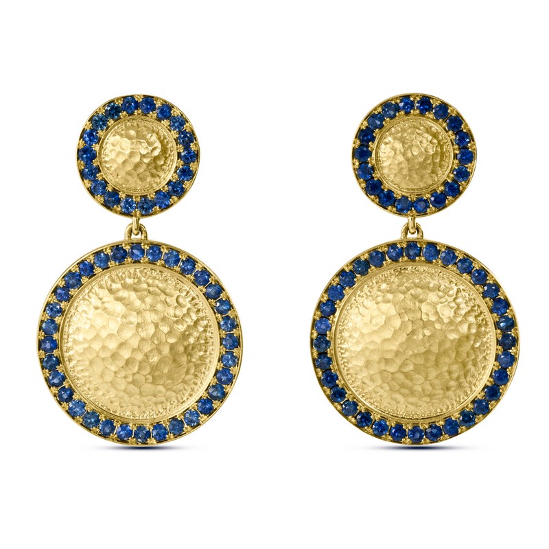 Blue Sapphire Double Disk Earrings